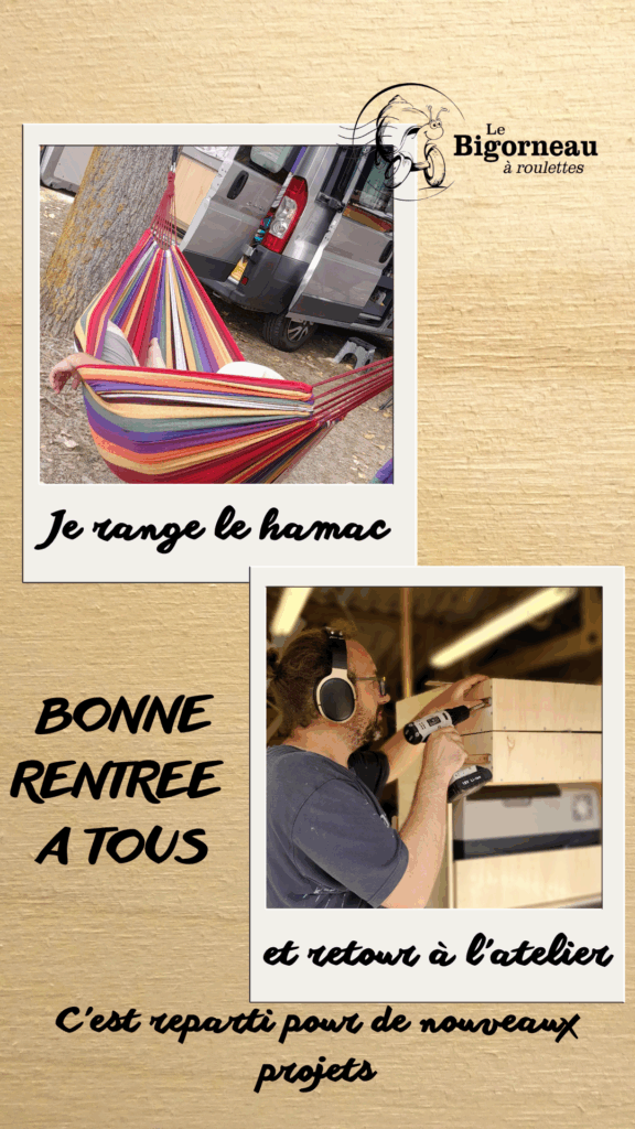 Le Bigorneau à Roulettes retrouve son atelier pour travailler sur les nouveaux aménagements.
Trop trop content !!!!