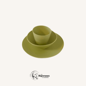 Set naturel essentiel 3 pièces (Assiette + Bol + Gobelet) PISTACHE Table et Nature